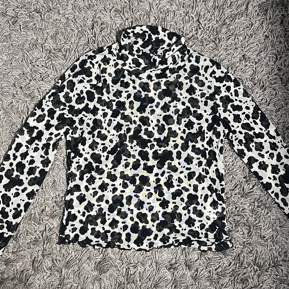 Altar’s State Cow Print Mesh Turtleneck